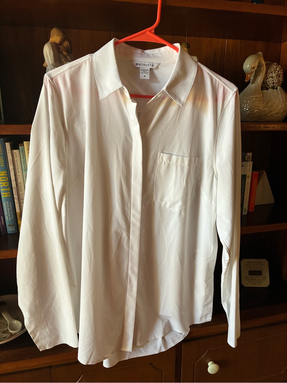 Athleta White Long-Sleeve Button Front Shirt